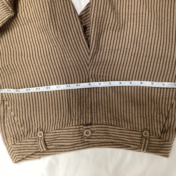 Tweeds Seersucker cotton brown stripe Capris with front and back pockets size 10 - Picture 5 of 16